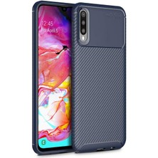 Kvy Samsung Galaxy A70 Karbon Görünüm Negro Silikon Kılıf Kırılmaz Ekran Koruyucu