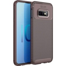 Kvy Samsung Galaxy S10E Karbon Görünüm Negro Silikon Kılıf Kırılmaz Ekran Koruyucu