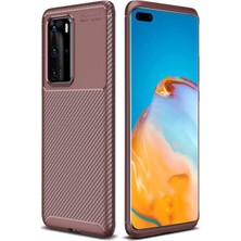Kvy Huawei P40 Pro Karbon Görünüm Negro Silikon Kılıf Kırılmaz Ekran Koruyucu