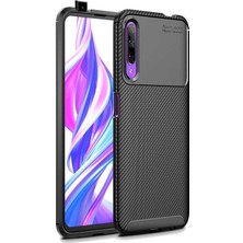 Kvy Huawei P Smart Pro Karbon Görünüm Negro Silikon Kılıf Ekran Koruyucu