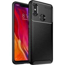 Kvy Xiaomi Mi 8 Karbon Görünüm Negro Silikon Kılıf Kırılmaz Ekran Koruyucu