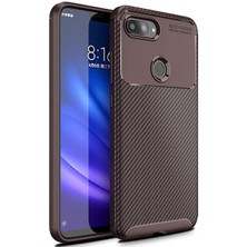 Kvy Xiaomi Mi 8 Lite Karbon Görünüm Negro Silikon Kılıf Kırılmaz Ekran Koruyucu