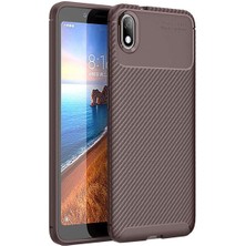 Kvy Xiaomi  Redmi 7A Karbon Görünüm Negro Silikon Kılıf Ekran Koruyucu