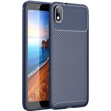 Kvy Xiaomi  Redmi 7A Karbon Görünüm Negro Silikon Kılıf Ekran Koruyucu