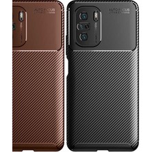 Kvy Xiaomi Redmi K40 Pro Karbon Görünüm Negro Silikon Kılıf Ekran Koruyucu