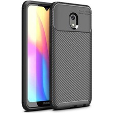 Kvy Xiaomi Redmi 8A Karbon Görünüm Negro Silikon Kılıf Ekran Koruyucu