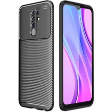 Kvy Xiaomi Redmi 9 Karbon Görünüm Negro Silikon Kılıf Ekran Koruyucu