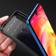 Kvy Xiaomi Redmi Note 7 Karbon Görünüm Negro Silikon Kılıf Ekran Koruyucu