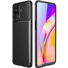 Kvy Oppo Reno 5 Lite (CPH2205) Karbon Görünüm Negro Silikon Kılıf Ekran Koruyucu
