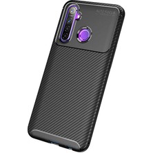 Kvy Realme 5i Karbon Görünüm Negro Silikon Kılıf Ekran Koruyucu