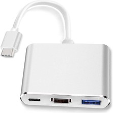 Aogo USB Type-C To HDMI ve USB 3.0 Adaptör 4K/30Hz HDMI 3'ü 1 Arada USB C