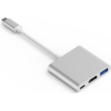 Aogo USB Type-C To HDMI ve USB 3.0 Adaptör 4K/30Hz HDMI 3'ü 1 Arada USB C