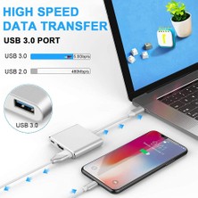 Aogo USB Type-C To HDMI ve USB 3.0 Adaptör 4K/30Hz HDMI 3'ü 1 Arada USB C