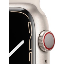 Apple Watch Series 7 Gps + Cellular, 45MM Beyaz Alüminyum Kasa ve Beyaz Spor Kordon - MKJQ3TU/A