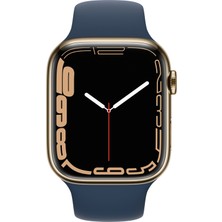 Apple Watch Series 7 Gps + Cellular, 45MM Altın Rengi Paslanmaz Çelik Kasa Mavi Spor Kordon - MN9M3TU/A