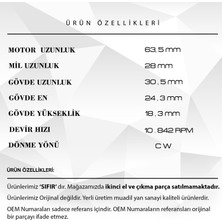 DNC Auto Part Araba Kapı Kilit Motoru  DEVIR:10842 Rpm Uzunluk: 63,5mm - 30,5mm