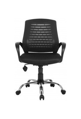 Arji Ev ve Ofis Çalışma Sandalyesi Bilgisayar Koltuğu Çalışma Koltuğu Krom Ayak- Siyah