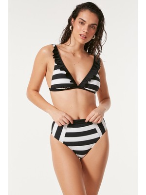 C&city Yüksek Bel Toparlayıcı Bikini Takım 3149 Siyah/beyaz