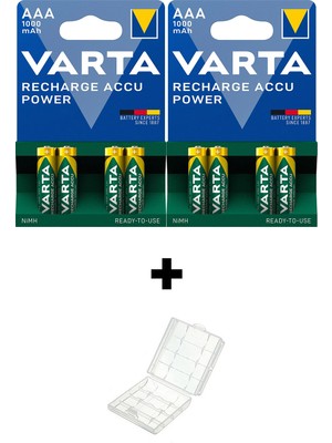 Varta 8 Adet 1000 Mah Aaa Şarjlı Ince Kalem Pil Saklama Kutusu Hediyeli