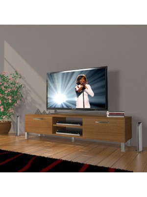 Decoraktiv Eko 140 Slm DVD Krom Ayaklı Tv Ünitesi Tv Sehpası - Naturel Ceviz