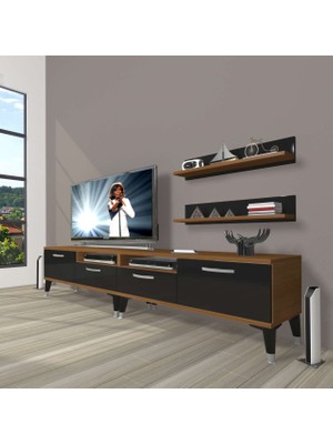 Decoraktiv Eko 200R Slm Silver Tv Ünitesi Tv Sehpası - Ceviz - Siyah