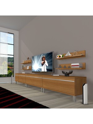 Decoraktiv Eko 270R Mdf Krom Ayaklı Tv Ünitesi Tv Sehpası - Naturel Ceviz