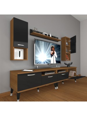 Decoraktiv Eko 5200DA Mdf Silver Tv Ünitesi Tv Sehpası - Ceviz - Siyah