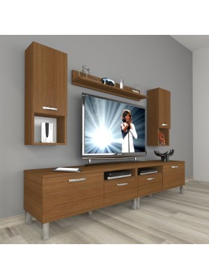 Decoraktiv Eko 5220DA Slm Krom Ayaklı Tv Ünitesi Tv Sehpası - Naturel Ceviz