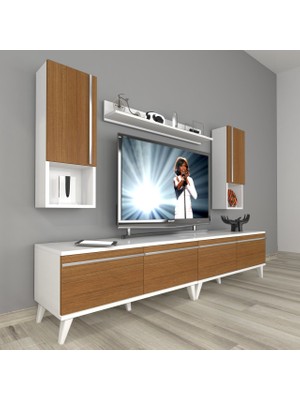 Decoraktiv Eko 5220TA Mdf Retro Tv Ünitesi Tv Sehpası - Beyaz - Ceviz