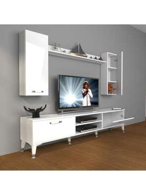 Decoraktiv Eko 7 Slm DVD Silver Tv Ünitesi Tv Sehpası - Parlak Beyaz