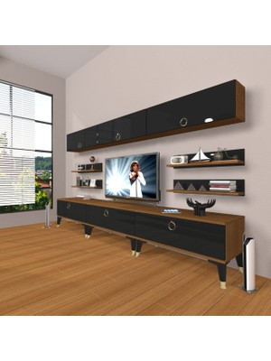 Decoraktiv Eko 8y Mdf Gold Tv Ünitesi Tv Sehpası - Ceviz - Siyah