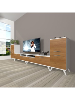 Decoraktiv Eko 9220 Mdf Retro Tv Ünitesi Tv Sehpası - Beyaz - Ceviz