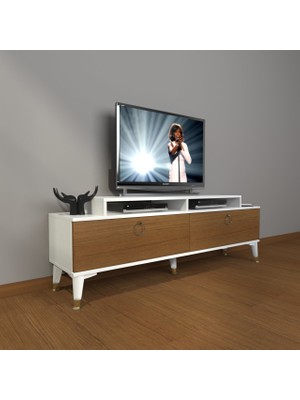 Decoraktiv Ekoflex 4 Mdf Gold Tv Ünitesi Tv Sehpası - Beyaz - Ceviz
