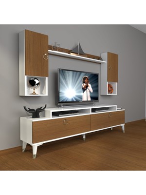 Decoraktiv Ekoflex 5da Mdf Gold Tv Ünitesi Tv Sehpası - Beyaz - Ceviz