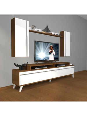 Decoraktiv Ekoflex 7 Mdf Retro Tv Ünitesi Tv Sehpası - Ceviz - Beyaz