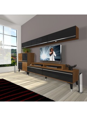 Decoraktiv Ekoflex 8 Mdf Silver Tv Ünitesi Tv Sehpası - Ceviz - Siyah