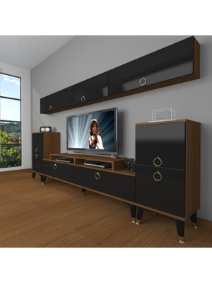 Decoraktiv Ekoflex 9 Mdf Gold Tv Ünitesi Tv Sehpası - Ceviz - Siyah