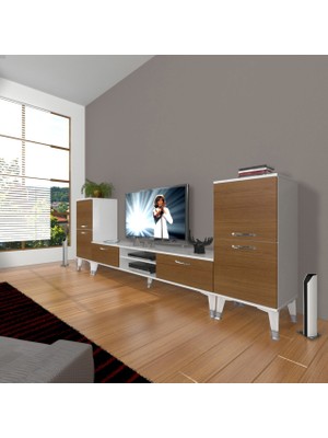 Decoraktiv Eko On2 Slm DVD Silver Tv Ünitesi Tv Sehpası - Beyaz - Ceviz
