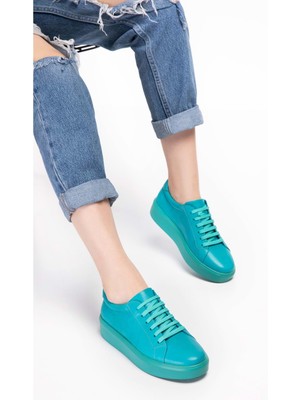 Gondol Hakiki Deri Anatomik Taban Spor Ayakkabı ELL.6839 - Petrol Mavi - 39