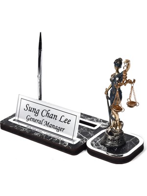Hediye Marketi17 Mermer Desenli Deri Themis Avukat Set Ofis Dekoru Masa Isimlik