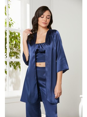 Pierre Cardin  Kadife Saten 3'lü Pijama Takım  - 2075
