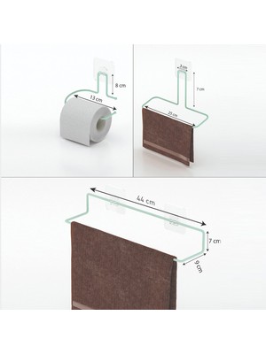 Tekno-tel Teknotel Yapışkanlı Banyo&mutfak Rafı Yeşil Grena Seri Set ST125-6-7