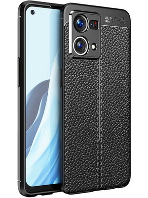 Kupa Oppo Reno 7 4g Kılıf Kamera Koruma Dikiş Desenli Darbe Emici Deri Görünüm Leke Tutmaz Silikon Kapak