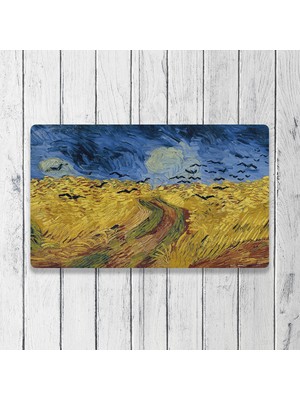 Vagonik Van Gogh Tarlada Kargalar Dijital Baskılı 50X70CM Dekoratif Çok Amaçlı Iç ve Dış Kapı Paspası