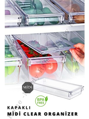 Nandy Home Kapaklı Midi New Clear Buzdolabı & Dolap Içi Düzenleyici Organizer