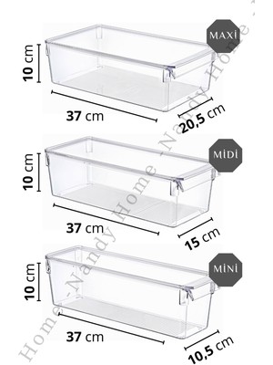 Nandy Home Kapaklı 9'lu Set Tall Clear Buzdolabı & Dolap Içi Düzenleyici Organizer