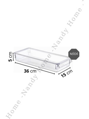 Nandy Home Kapaklı Midi New Clear Buzdolabı & Dolap Içi Düzenleyici Organizer 3 Adet