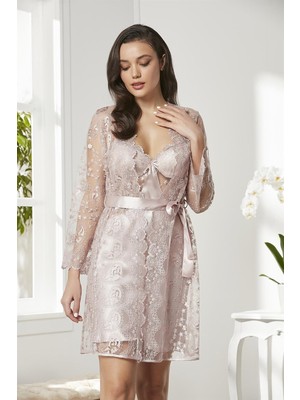 Pierre Cardin 6225 Altılı Saten Gecelik - Sabahlık Takımı