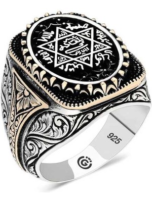 Gumush Gümüş Süleyman Mührü Oval Erkek Yüzük