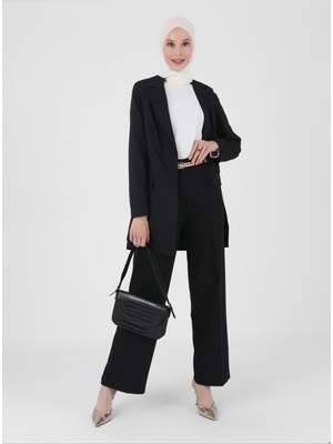 Refka Astarlı Cep Detaylı Blazer Ceket - Siyah - Refka Woman